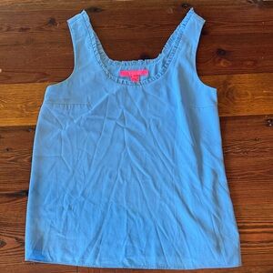 Lilly Pulitzer Light Blue Ruffle Scoop Neck Tank